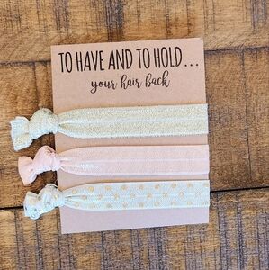 Bachelorette / Bridal Hair Tie Set - Cream, Pink, Gold